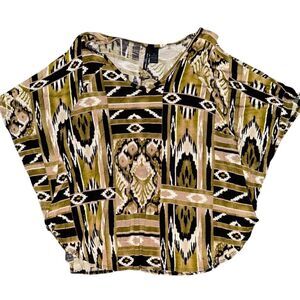 San Tropez West Women's 2X‎ Ikat V-Neck Blouse Multicolor